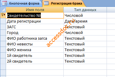 Скачать базу данных (БД) «Регистрация брака и новорожденных» MS Access
